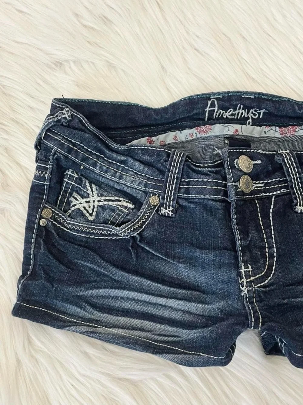 Vintage Y2K mcbling micro mini jean shorts by Amethyst